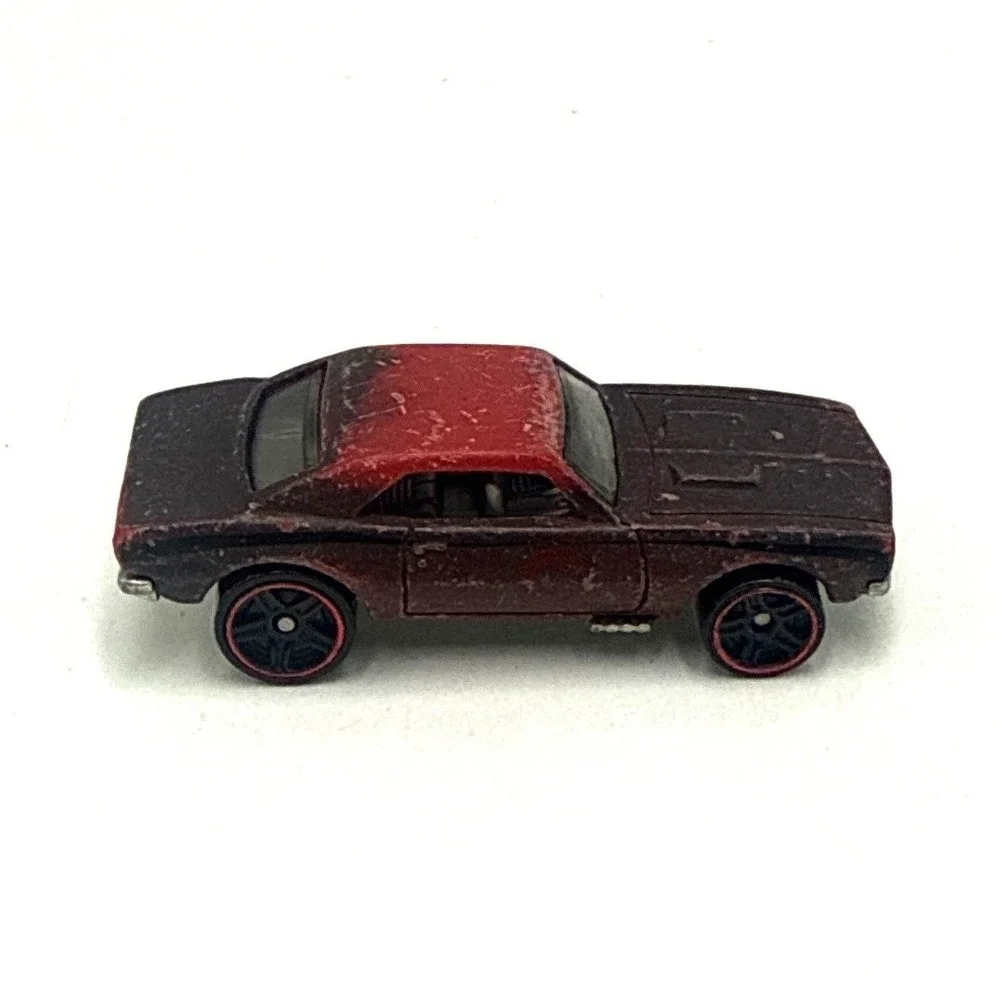 Hot Wheels 67 Camaro Red Black Diecast Car Mattel P39 Red Line Wheel